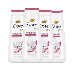 Dove Body Wash 4 Count for 24hr Lotion-Soft Skin Replenish Dragon Fruit & cocon